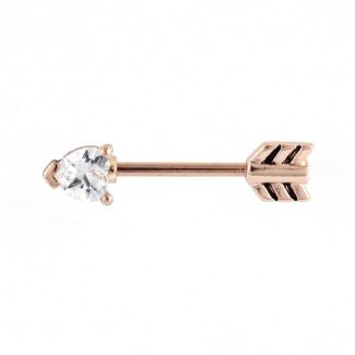 Wholesale Rose Gold CZ Arrow Nipple Bar 14mm