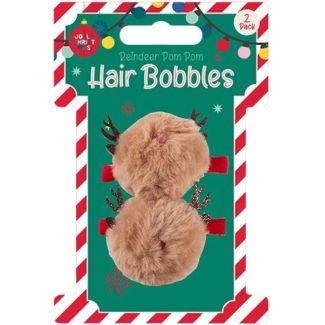 2pcs Reindeer Pom Pom Hair Bobbles - 5cm