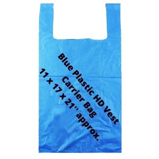 Blue Plastic Carrier Bag 11x17x21"