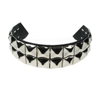 2 Row Pyramid Studded Genuine Leather Choker