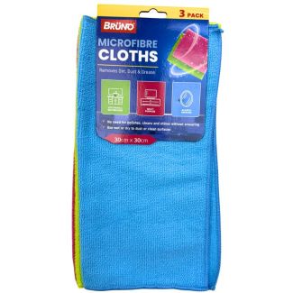3pcs Bruno Microfibre Cloths - Assorted (30x30cm)