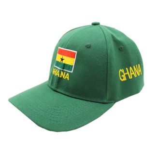 6 Panel 100% Polyester Embroidered Baseball Cap Ghana - Green