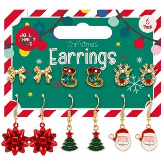 6 Pairs Christmas Earrings - Assorted