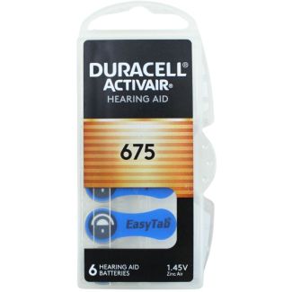 6pcs Duracell 675 (PR44) Zinc-Air Hearing Aid Batteries - 1.45V