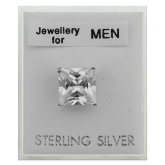 Men's Sterling Silver Square Stud - 8mm Wholesale