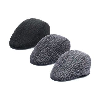 Men's Plain Padded Dotted Herringbone Flat Caps - Assorted