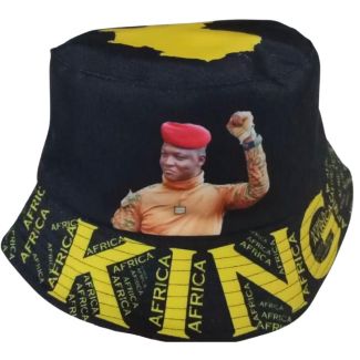 Adult Bucket Hat with King Ibrahim Traoré Design - Black