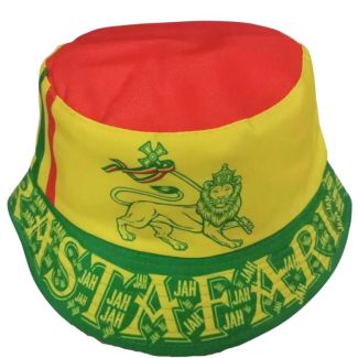 Adult Bucket Hat with Rastafarian Lion of Judah Design