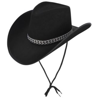 Adult Cowboy Hat With Band & Cord - Black