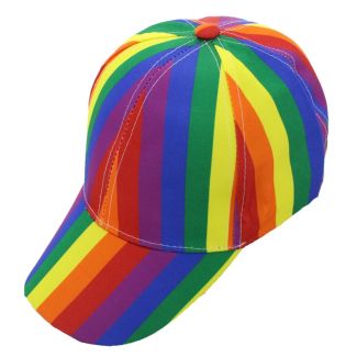 Adults 6 Panel 100% Cotton Baseball Cap - Rainbow