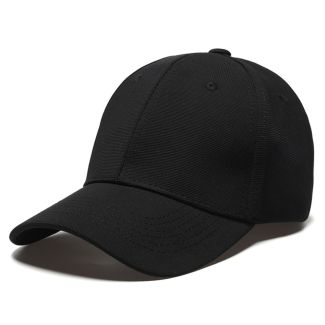 Adults 6 Panel Plain Baseball Cap - Black 