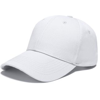 Adults 6 Panel Plain Baseball Cap - White
