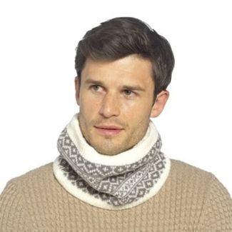 Adults Fairisle Knit Ted Neckwarmer - Cream & Black - 12 Pack