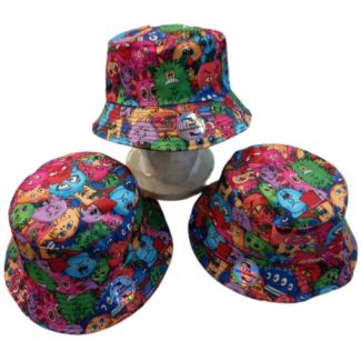 Adults Reversible Monster Print Bucket Hat - Assorted