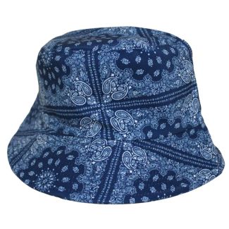 Adults Reversible Paisley Print Bucket Hat - Blue 
