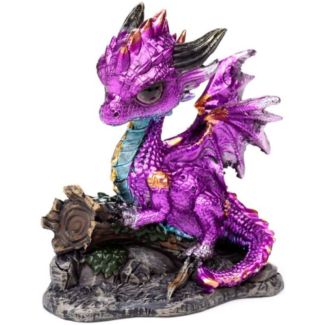 Baby Woodland Dragon Resin Ornament with Amethyst Effect (11cm)
