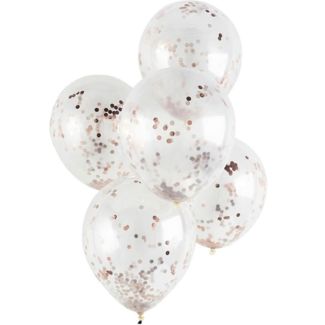 Confetti Balloons 5pcs - Rose Gold 
