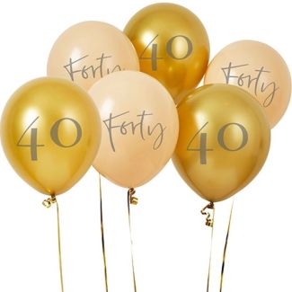 Biodegradable Latex Balloons 12" 'Forty' - Gold & Nude - 6pcs 