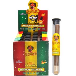 HoneyPuff Banana Hemp Cones With Wood Filter - 24 pack