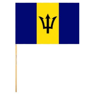 Barbados Hand Flag With Wooden Stick - 18" x 12"