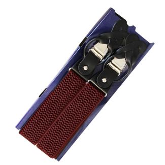 Basket Weave Red Buttoned Braces 35mm