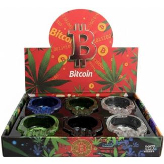 Bitcoin Leaf Design Glass Ashtray - Assorted (9.5x7.5cm) 