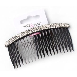 Diamante Black French Side Hair Combs - 10cm