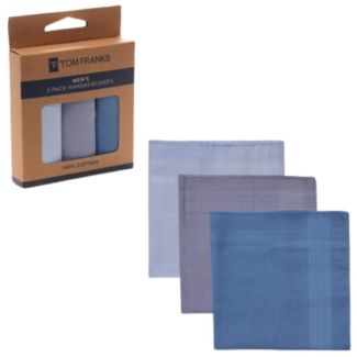 100% Cotton Hankies For Men - Blue (3pk)