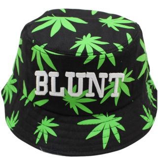 Adults 100% Cotton Leaf Design Bucket Hat- Black