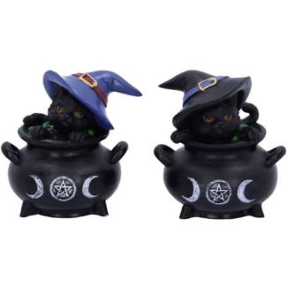 Black Cat and Cauldron Witch Figurines – 8cm