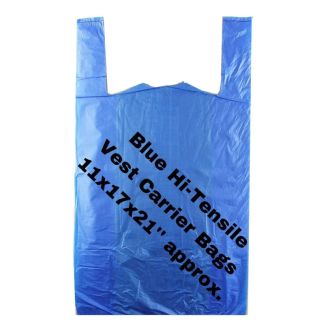 Wholesale Blue Hi-Tensile Vest Carrier Bags 