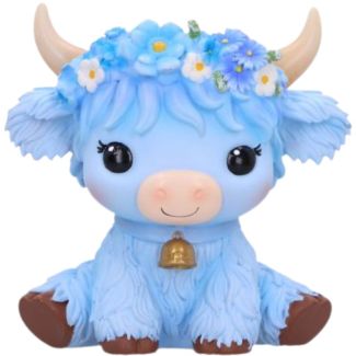 Bluebell Blue Flower Cow Figurine - 10.5cm