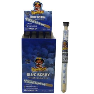 HoneyPuff Blueberry King Size Flavoured Pre Rolled Cones 3pcs + Wood Tip - 24 pack