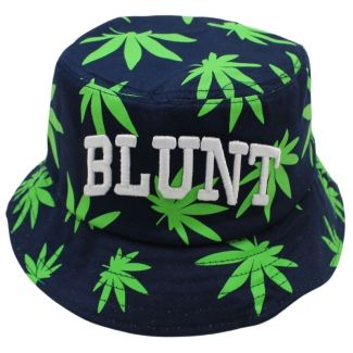 Adults 100% Cotton Leaf Design Bucket Hat- Navy