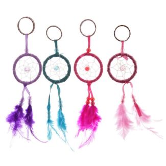 Bright Mini Feather Dreamcatcher Keyring - 5cm Hoop 