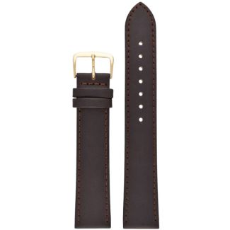 Brown Extra Long Leather Watch Straps With Gold Buckles - 22mm