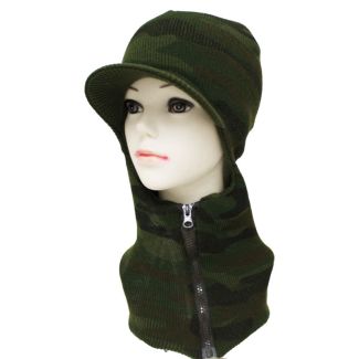  Zip Peak Knitted 1 Hole Balaclava - camouflage