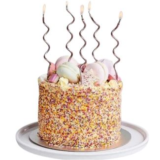 Curly Cake Candles & Holders 12pcs - Rose Gold (125mm)