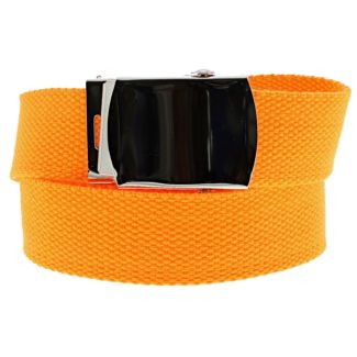 Canvas Webbing Belt With Sliding Buckle - Neon Orange 