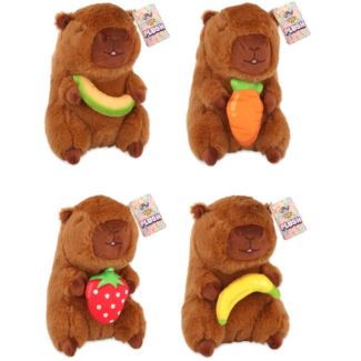 Capybara Plush Toy Holding Fruit - Assorted - 17cm
