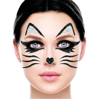 Cat Face Halloween Glitter Makeup 
