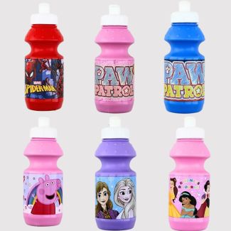 Character Sports Water Bottle 350ml - Spiderman, Paw Patrol, Peppa Pig, Frozen and Disney Princess Assortment