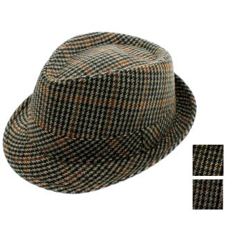 Chequered Trilby Hats - Assorted Colours