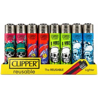 Clipper Reusable "Vacay Skull" Lighters - Assorted