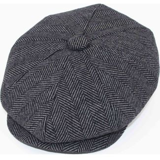 Compact Grey Herringbone Baker Style Flat Cap – Medium