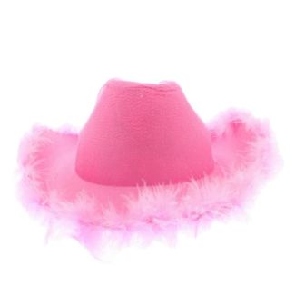 Cowboy Hat with Fur Outline - Pink