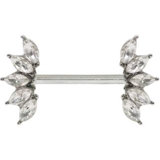 Crystal Petal Nipple Bar – Silver 14mm