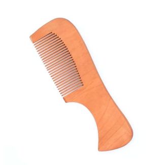 Curved Fine Tooth Wooden Hair Comb With Handle - 16cm