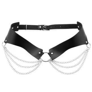 Wholesale Vegan Leather Curved Belt With Chain Ring