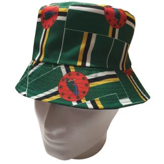 Adults 100% Cotton Dominica Flag Design Bucket Hat